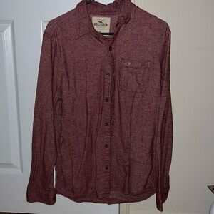 Long Sleeve Hollister Button Up Pinkish Maroon